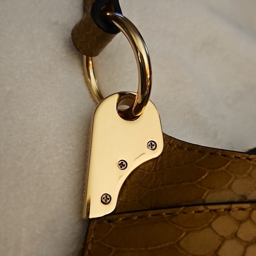 Vince Camuto Y2k Irine Dark Wheat Snakeskin Leather Mini Baguette Shoulder Bag - Picture 5 of 14
